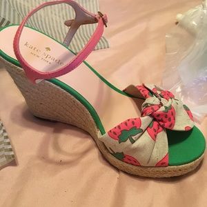 Kate Spade Janae strawberry wedge espadrilles